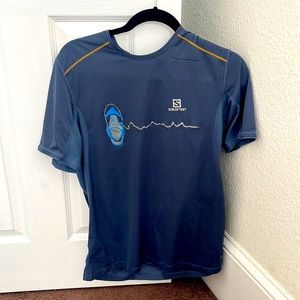 Large, Blue, running Salomon shirt, cotton,
